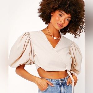 Nasty Gal Puff Sleeve Wrap Top